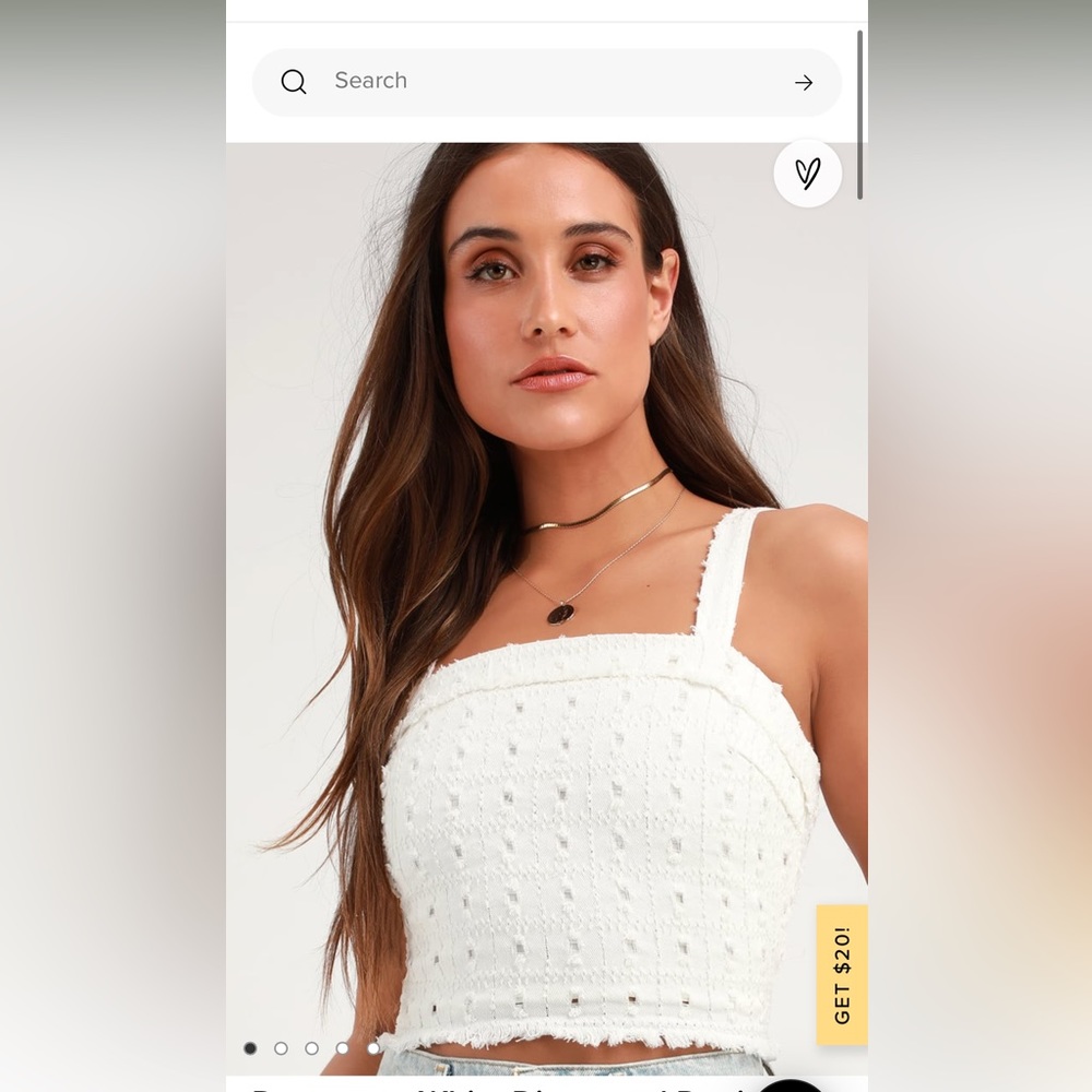Lulu’s Downtown White Distressed Denim Sleeveless Crop Top